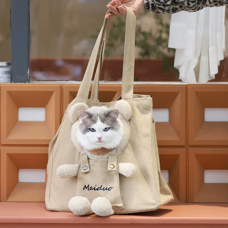 Teddy Peek Canvas Cat Crossbody Bag
