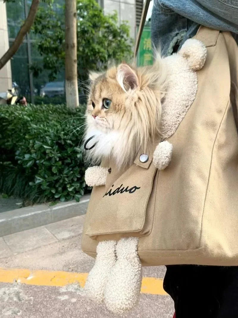 Teddy Peek Canvas Cat Crossbody Bag
