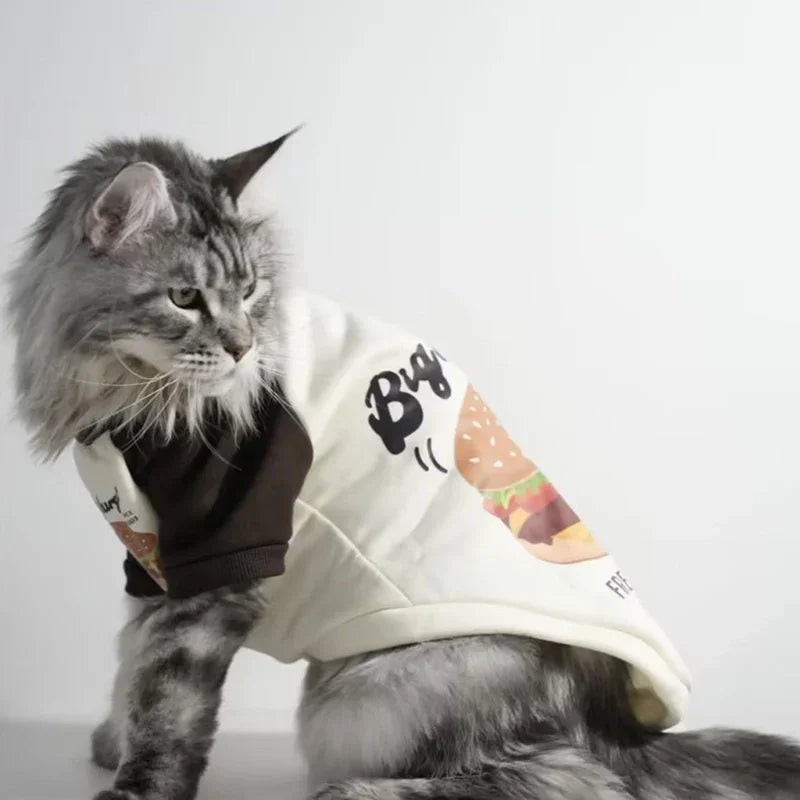 Sweatshirt mit Katzenburger-Print