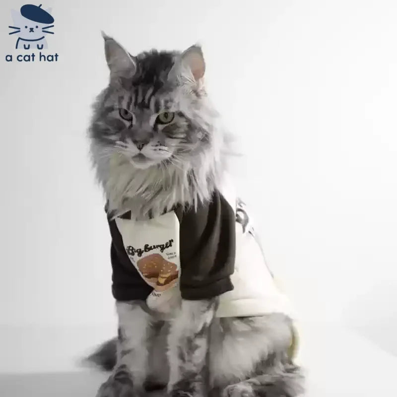 Sweatshirt mit Katzenburger-Print