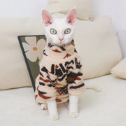 Fleecepullover im Ethno-Stil mit Katzenmotiv