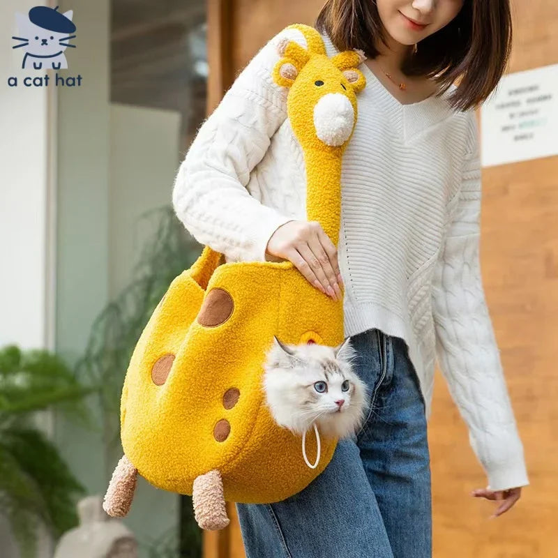 Bolso bandolera para mascotas con forma de jirafa
