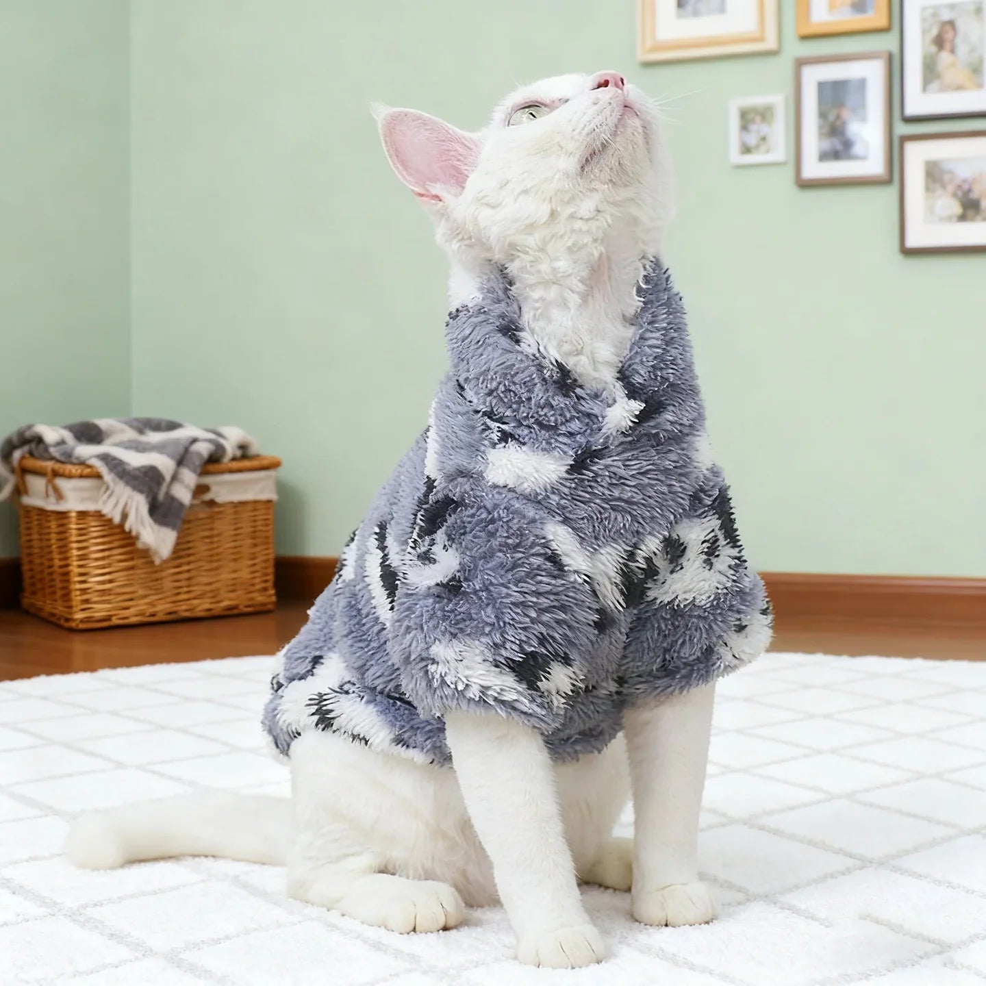 Pull en Fourrure Imprimé Panda pour Chat