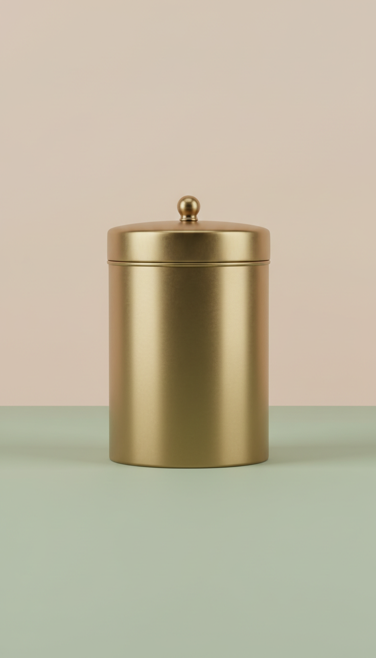 Brushed metal treat canister