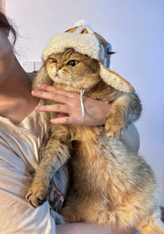 Sombrero de aviador peludo con forma de gato
