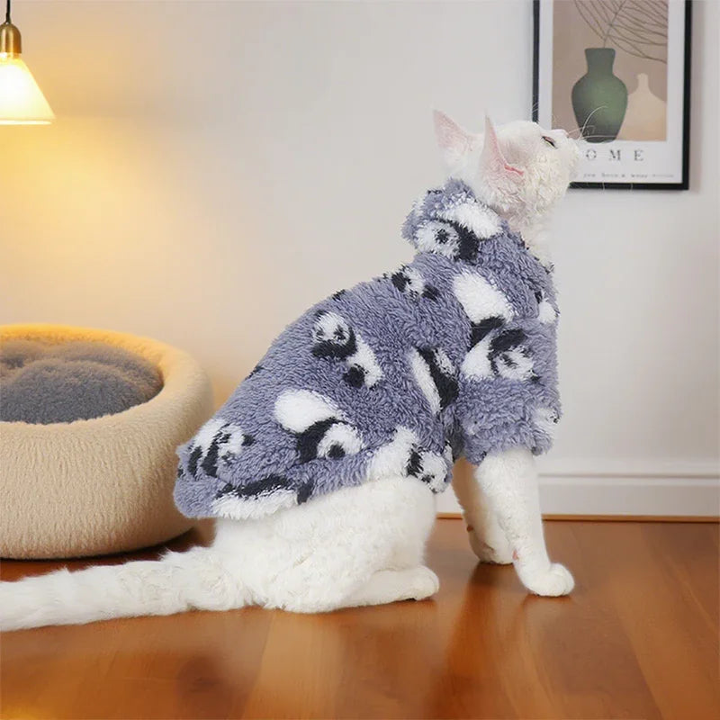 Pull en Fourrure Imprimé Panda pour Chat