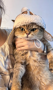Sombrero de aviador peludo con forma de gato