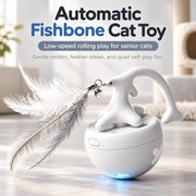 Fish Bone Slow-Roll Ball Cat Toy for Older Cats
