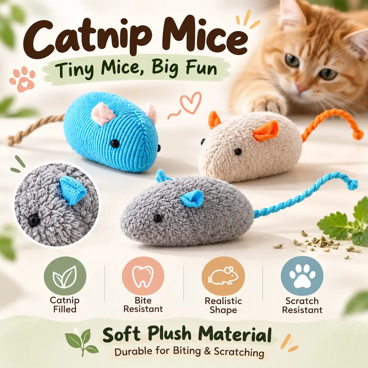 Catnip Mouse Toy for Cats