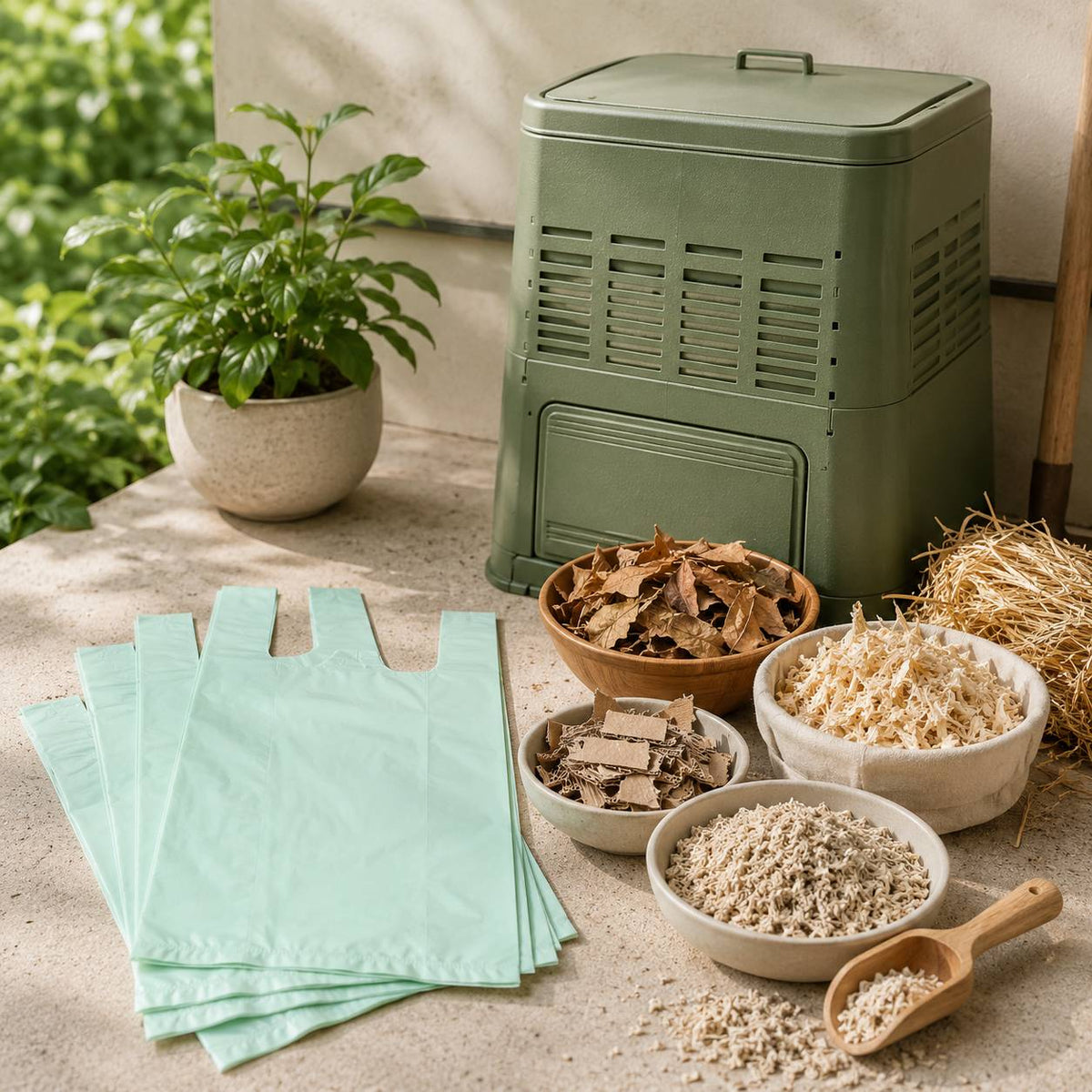 Plant-based cat litter composting materials