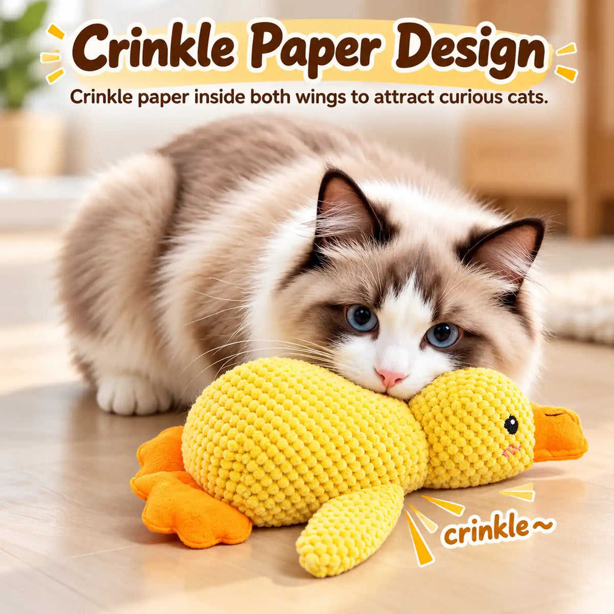 Catnip Duck Kicker Toy for Cats – Plush Crinkle Play Toy