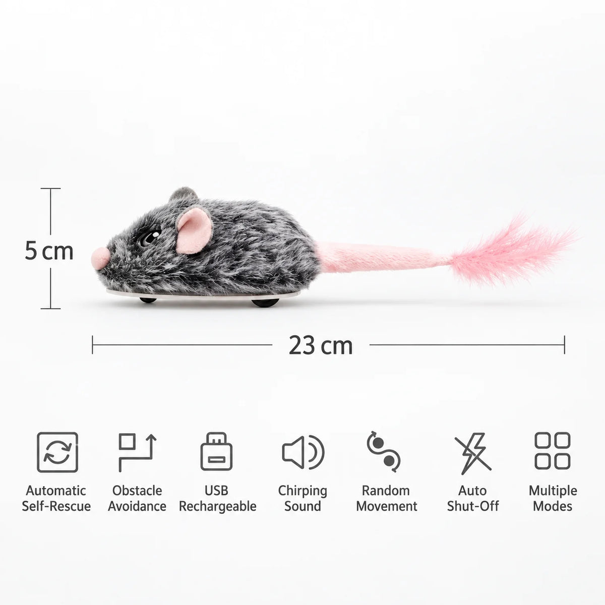 Interactive Moving Rat Cat Toy with Realistic Sound & Wagging Tail