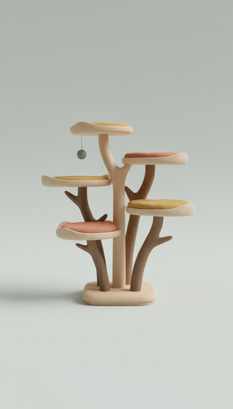Sculpted wood cat tower