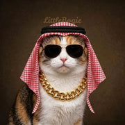 Luxury Boss Pet Costume Set – Headscarf, Sunglasses & Chain
