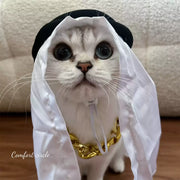 Luxury Boss Pet Costume Set – Headscarf, Sunglasses & Chain