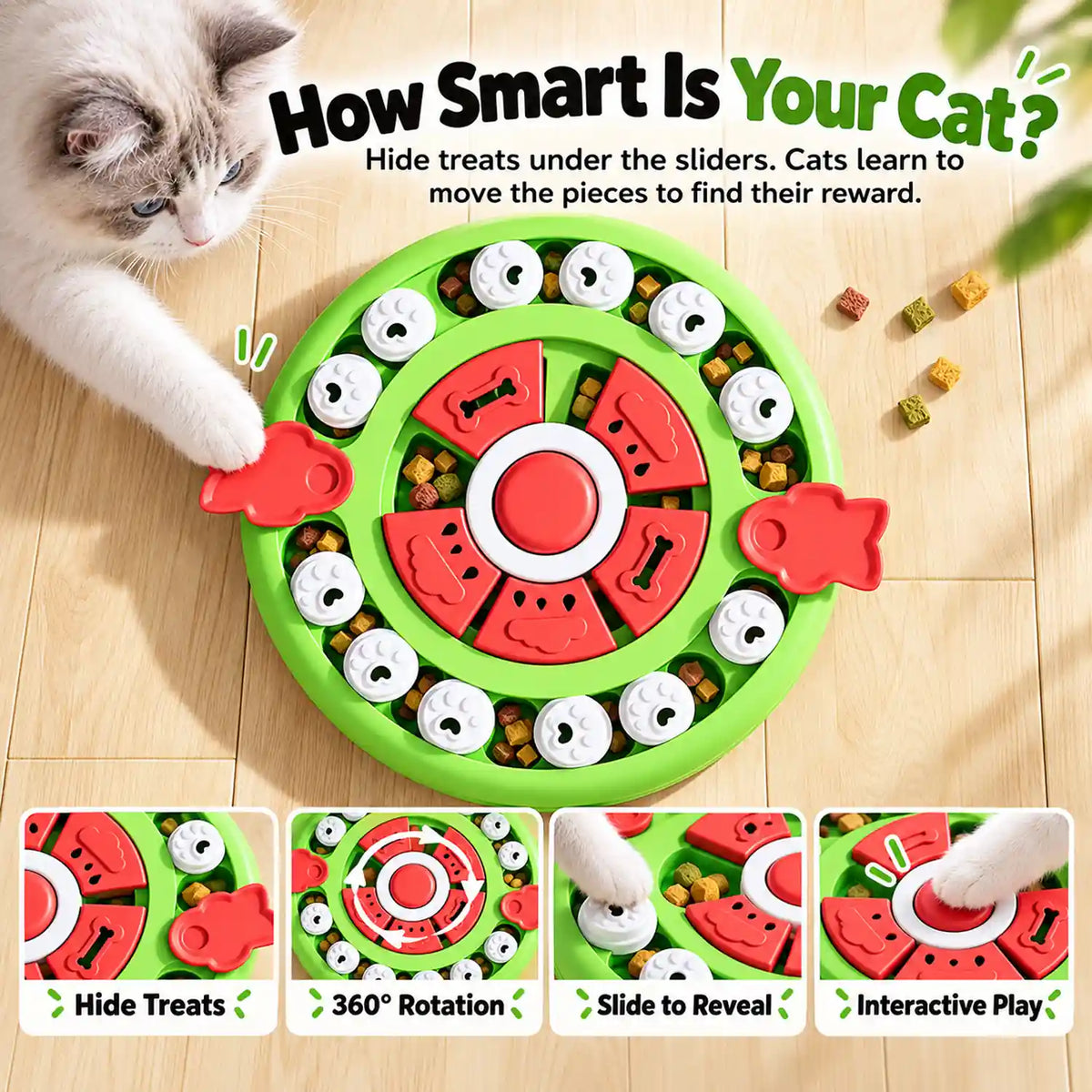 Treat Hunt Puzzle Feeder Cat Toy for Senior Cats
